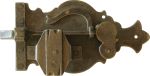 schweres Schrankschloss, Eisen gerostet und gewachst mit Schlüssel, Dornmaß 60mm links