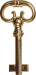Historischer alter Schlüssel mit Doppelbart hell vermessingt, Halmdurchmesser 5mm
