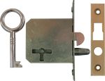 Einsteckschloß antik, mit vernickeltem Schlüssel, Dorn 15mm links, Rollladenschloß, Einzelstück, nur noch 3 Stück verfügbar.