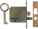 Einsteckschloß antik, mit vernickeltem Schlüssel, Dornmaß 15mm links, Rollladenschloß, Einzelstück, nur noch 3 Stück verfügbar.