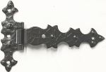Möbelscharnier gekröpft für Überschlag 11mm in Eisen geprägt, schwarz, gehämmerte Optik