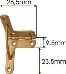 Minischarnier antik, Schatullenscharnier, Messing poliert nicht lackiert. Aus Messing gegossen.