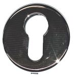 PZ-Rosette, Messing vernickelt, mit Kunststoffunterteil zum anschrauben