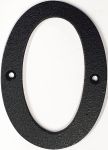Hausnummer 0 Eisen schwarz antik , Höhe: 110mm. Alte Schriftart