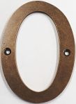 Hausnummer 0 Messing patiniert unlackiert, Höhe: 110mm. Alt antik.