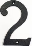 Hausnummer 2 Eisen schwarz antik , Höhe: 110mm. Alte Schriftart