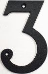 Hausnummer 3 Eisen schwarz antik , Höhe: 110mm. Alte Schriftart