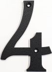 Hausnummer 4 Eisen schwarz antik , Höhe: 110mm. Alte Schriftart