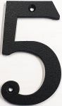 Hausnummer 5 Eisen schwarz antik , Höhe: 110mm. Alte Schriftart