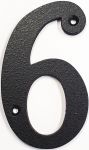 Hausnummer 6 Eisen schwarz antik , Höhe: 110mm. Alte Schriftart