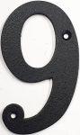 Hausnummer 9 Eisen schwarz antik , Höhe: 110mm. Alte Schriftart