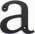 Hausnummer a Eisen schwarz antik , Höhe: 110mm. Alte Schriftart