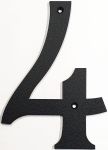 Hausnummer 4 Eisen schwarz antik , Höhe: 170mm. Alte Schriftart