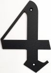 Hausnummer, Zahl 4 Eisen schwarz antik, Höhe: 170mm. Alte Schrift
