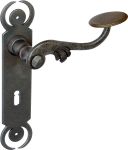 Halbgarnitur antik, Eisen altgrau, alte Türklinken mit Türschilder, antike Türbeschläge, für eine alte Eisen Garnitur