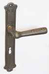 Halbgarnitur alte, Eisen gegossen altgrau, retro Türgriff auf Langschild, Jugendstil Türbeschläge, für eine alte Eisen Garnitur