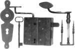 Kastenschloss Eisen matt schwarz, Zimmertürschloss Garnitur Buntbart, mit Kloben, Schlüssel und hebender Falle