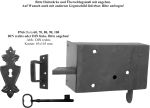 Türschloss altes, antikes, Zimmertürschlossgarnitur Eisen schwarz, DIN links, Dornmaß: 100mm
