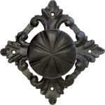 Haustürmittelknopf alt, Türknauf geschmiedet schwarz, Ø 50mm, antiker Türknopf Eisen handgefertigt mit Rosette