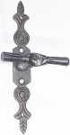 Fenstergriff, Fensterolive historische, mit Rosette aus Eisen blank, 2,0 mm stark