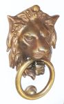 Türklopfer Löwe alt, Löwenklopfer Löwenkopf Messing gegossen antik, patiniert