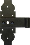 Zierkreuzband galvanisch, schwarz, Fensterladenscharnier alt, Fensterladen Scharnier antik. Ladenband