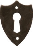 Altes antikes Wappen Schlüsselschild, Eisen gerostet und gewachst