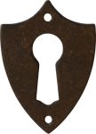 Schlüsselschild, Eisen gerostet und gewachst, altes Wappenschild