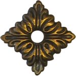 alte antike Rosette, 20 mm, Messing patiniert