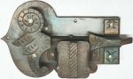 Schloss ziseliert Schlüssel, Dorn 60, rechts, Eisen geglüht, handgefertigte Schrankschlösser antik, Einzelstück, nur noch 1 x verfügbar (HL)