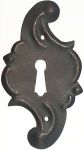 Schlüsselschild Barock getrieben, Eisen gerostet, antik, alt, in Handarbeit gefertigtes Schild (HL)