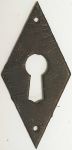 Schlüsselschild Eisen gerostet, Raute in Handarbeit gefertigtes Schild, 50x23mm (HL)
