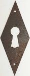 Schlüsselschild Eisen gerostet, Raute in Handarbeit gefertigtes Schild, 70x27mm (HL)