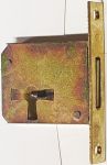 Einsteckschloß, Dorn 35mm, links, antik, alt, eckiges Stulpblech 68x12,5 mm mm