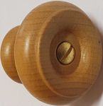 Knopf, Buche farblos lackiert, Ø 40mm, antiker Möbelknopf aus Holz, mit Linsenkopfschraube (L)