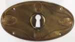 Schlüsselschild, Messing, aus Blech gestanzt und geprägt, original alter Beschlag, Einzelstück, nur 1 Stück verfügbar