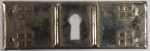 Schlüsselschild, Originalbeschlag, vernickelt und leicht oxidiert, aus Blech gestanzt und geprägt, Einzelstück, nur 1 x verfügbar
