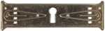 Schlüsselschild, Originalbeschlag, vernickelt und leicht oxidiert, aus Blech gestanzt und geprägt