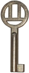 Kleiner Schlüssel vernickelt, antik, alt, mit geradem Bart, Außendurchmesser 4,2mm