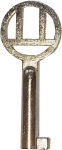Kleiner Schlüssel vernickelt, antik, alt, mit geradem Bart, Außendurchmesser 3,8mm