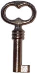 Kleiner Schlüssel vernickelt, antik, alt, mit geradem Bart, Außendurchmesser 4mm