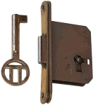 Einsteckschloß, Rollladenschloss mit vernickeltem Schlüssel, Dorn 20mm, rechts