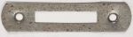 Schließblech, Eisen blank, leicht angerostet, als Schutz fürs Holz bei Riegeln oder Schlösser, Loch für Riegel: 28x5,5mm