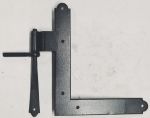 Fensterwinkelband mit Kloben, Eisen schwarz, Schenkellängen: 140x120mm, für Überschlag 15mm