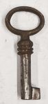 Schlüssel antike alte Form, aus Eisen mit Messingreide und geradem Bart, kleines Modell