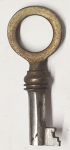 Schlüssel antike alte Form, aus Eisen mit Messingreide mit gefrästem Chubbart für Schließung 3 zierlich, Einzelstück, nur 1 x verfügbar