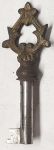 Schlüssel antike alte Form, aus Eisen mit Messingreide mit gefrästem Chubbart für Schließung 1 zierlich