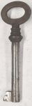 Schlüssel antike alte Form, aus Eisen mit Messingreide mit gefrästem Chubbart für Schließung 3 zierlich, nur noch 1 Stück verfügbar
