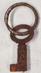 Schlüssel antike alte Form für Vorhängeschloss, aus Eisen gerostet mit Nutenbart B und Ring, nur noch 1 x verfügbar