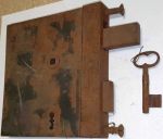 BB-Einsteckschloss Eisen angerostet, Rohrrahmenschloss original alt,mit Schlüssel, beidseitig verwendbar, Dorn 70mm, BB70 (L)